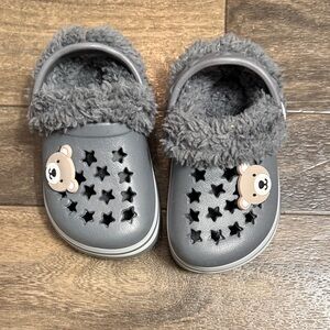 Kids Gray Starry Bear Slippers